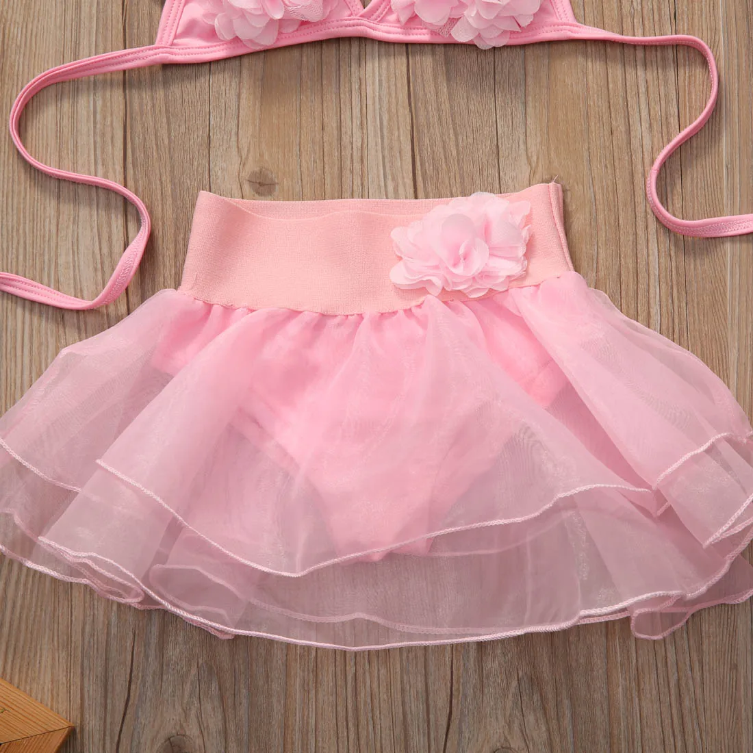 Pudcoco Summer Kids Baby Girls Pink Bikini Set Bathing Suit Swimsuit Lace Floral sleeveless 2PCS Outfits 1-6Y | Детская одежда и
