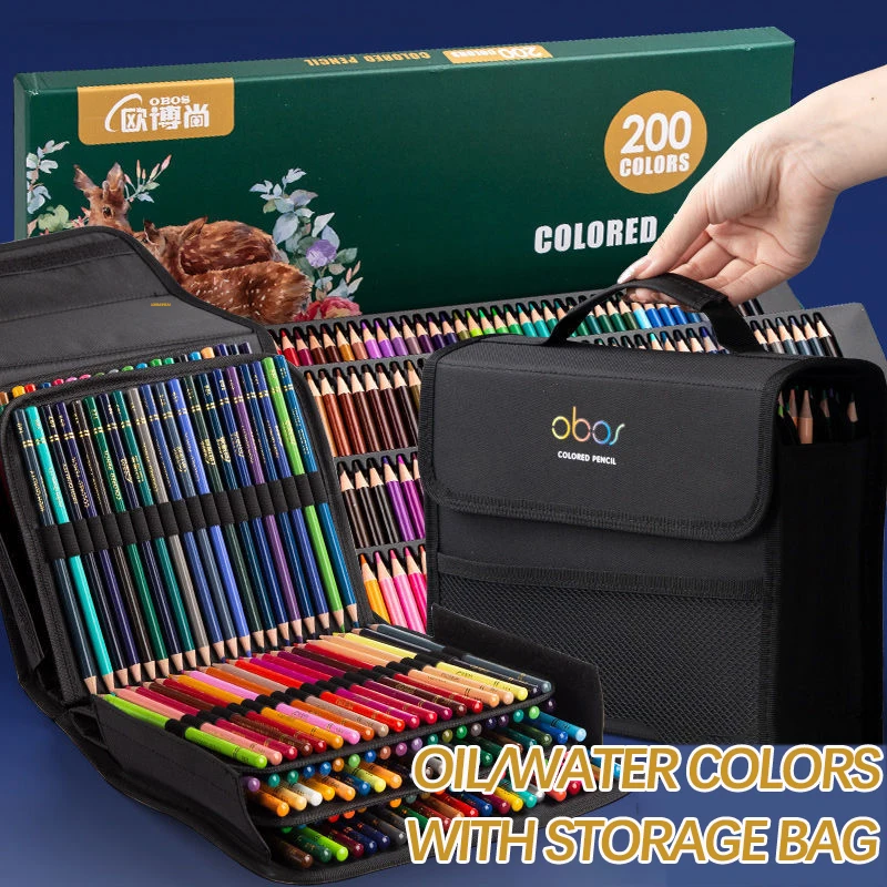 

200/150/120/72/48/24 Colored Pencil with Storage Bag Professional Artist Painting Oil Color Pencils For Drawing School Supplies