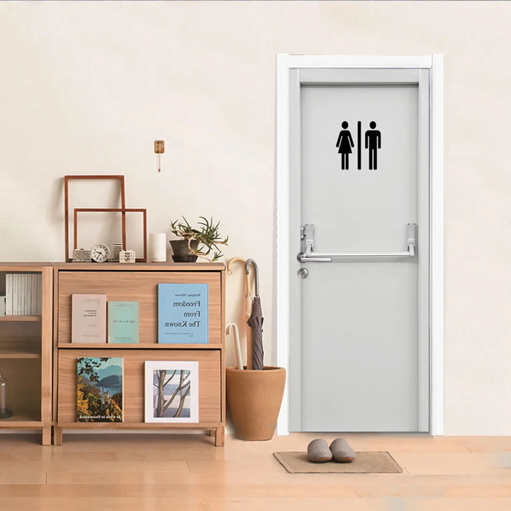 

2pcs in 1 Set Creative Toilet Logo Decorative Door Sticker 3D Simulation Removable Wall Sticker Refurbished PVC Wallpaper for Li