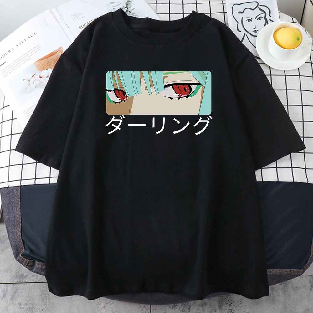 

Anime Zero Two Print Woman Harajuku T-shirts Summer Anime Harajuku Tee Shirts Fashion Street Streetwear Lovely Woman's T-shirt
