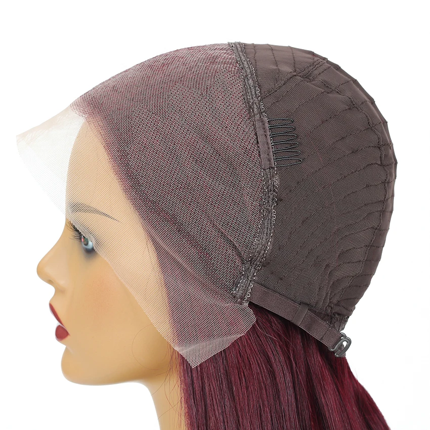 99J 13x4 парики из натуральных волос на кружеве прямые волосы Remy Предварительно выщипанные бразильские 27 30 красные 99J прямые парики на кружеве для женщин