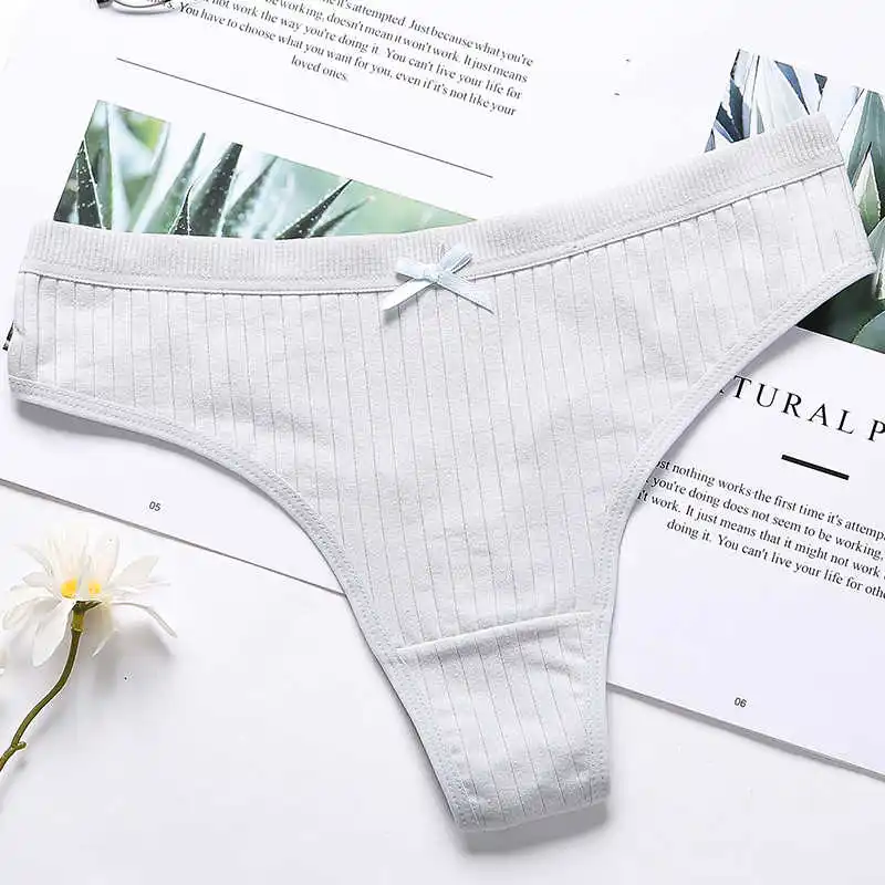

Sexy female erotic lingerie ladies breathable cotton panties Low-rise girl seamlessly underwear striped butterfly thongs