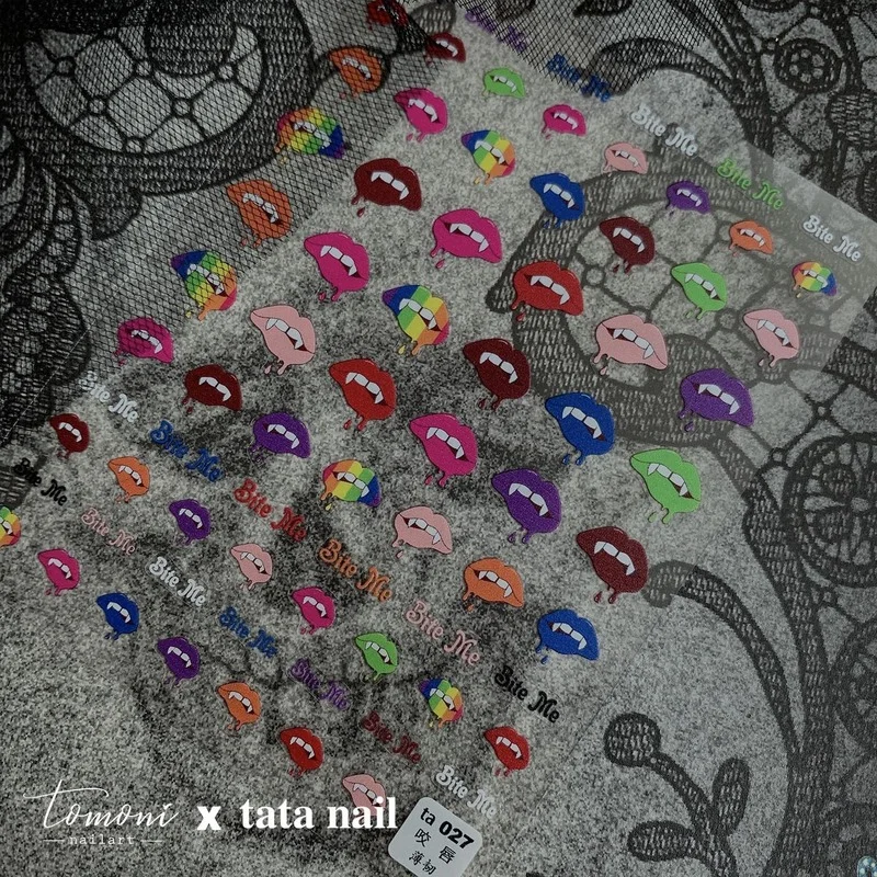 

Новое поступление, Хэллоуин, 5D наклейки для ногтей, карамельные цвета, красочные укусы, украшение для ногтей, переводной клей, дизайн ногтей,...