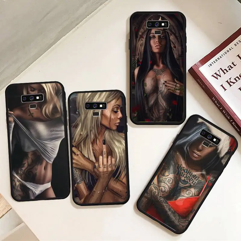 

Tattoo girl fashion Pop art Phone Cases For Samsung A50 A51 A71 A20E A20S S10 S20 S21 S30 Plus ultra 5G M11 funda cover shell