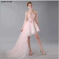 new pink celebrity banquet evening dress flower handmade small tailed party prom gowns asymmetrical dresses vestidos de fiesta