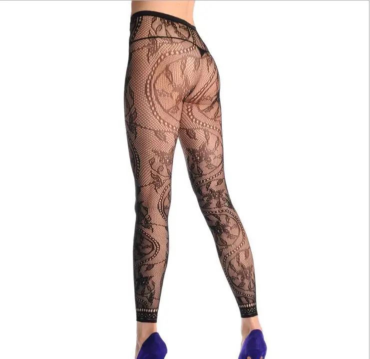 В сеточку Цвет Черный Модные Плотные леггинсы для девочек колготки с цветочным