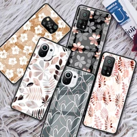 leaves leaf glass phone case for xiaomi redmi note 9s 8 9 8t 7 9c capa for mi 10t pro 9t 10 lite tempered cover