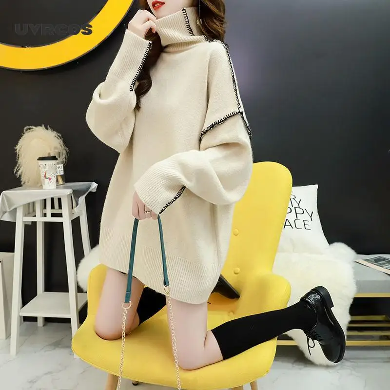 

Winter Sweater Women's High-neck Loose Loose Korean Style Lazy Lazy Wind Knitted Bottoming Shirt