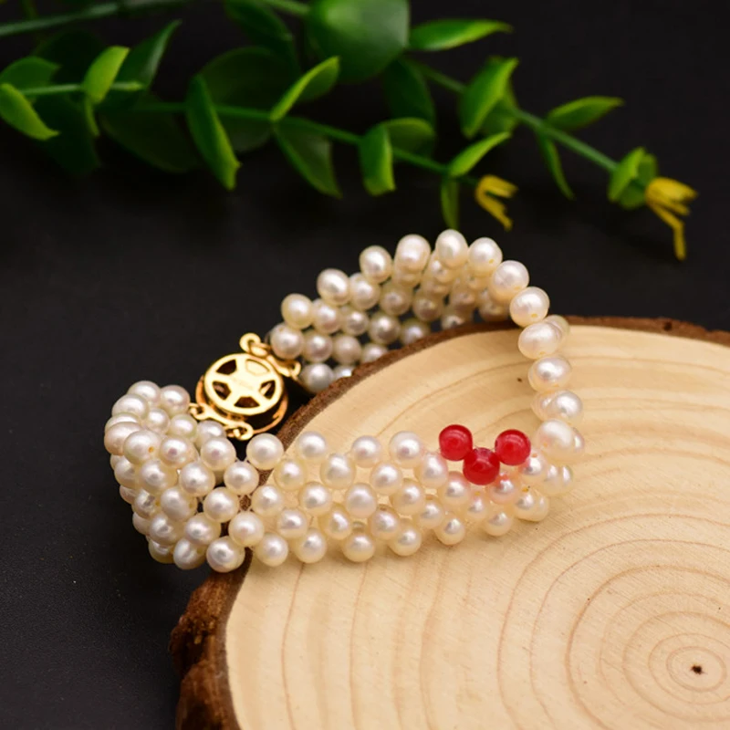 

New Natural Freshwater White Pearl Temperament Multi-layer Bracelet For Women Engagement Gifts Charm Korean Luxury Fine Jewelry
