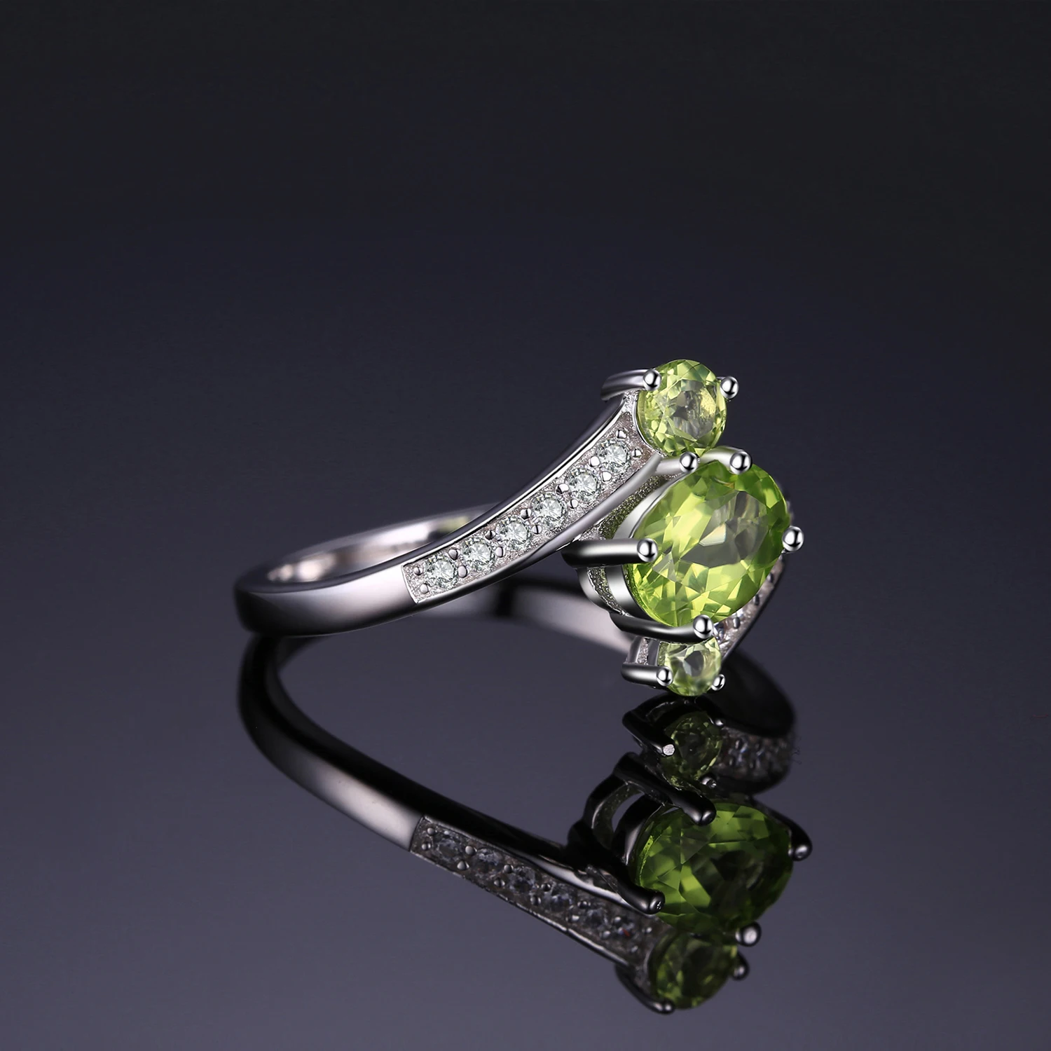 Jewelrypalace 3 Камни природных перидот кольцо камень Твердые 925 серебро Для женщин Горячая Сказочный Винтаж Шарм Красивые ювелирные изделия