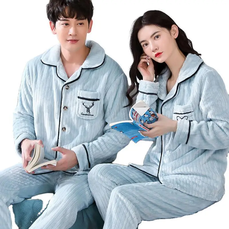 

Женские теплые пижамы, зимние фланелевые удобные пижамные комплекты для женщин, милые толстые топы с мультяшным рисунком и брюки, новый кор...