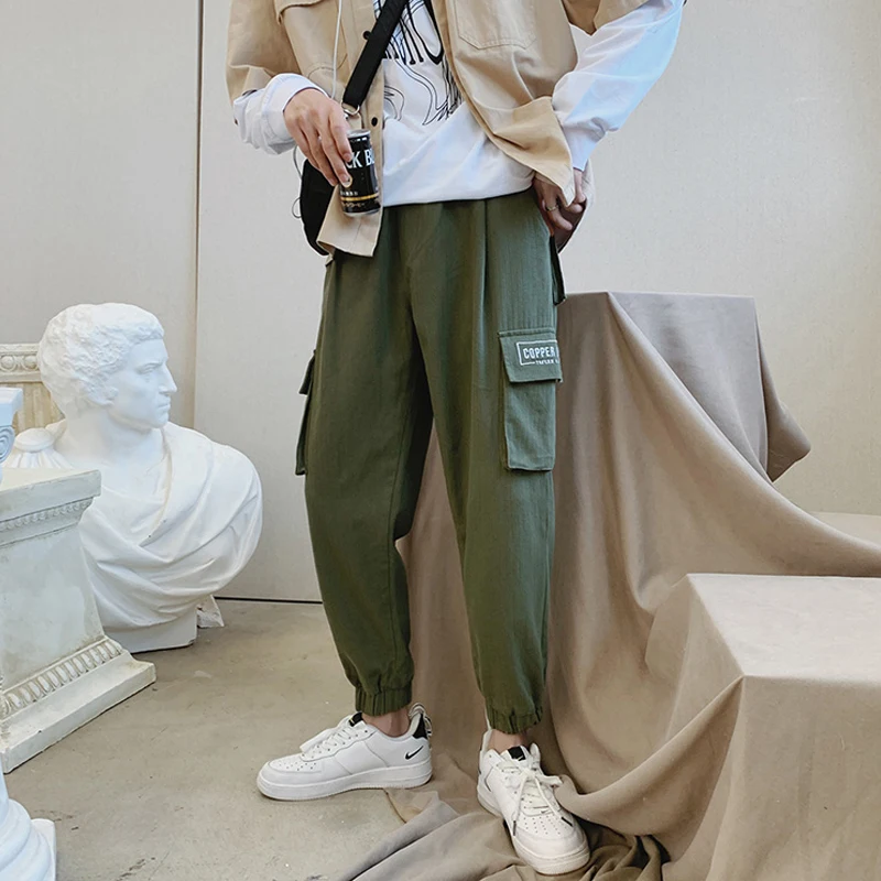 Мужские брюки рабочая одежда модные повседневные тонкие черные коричневые в