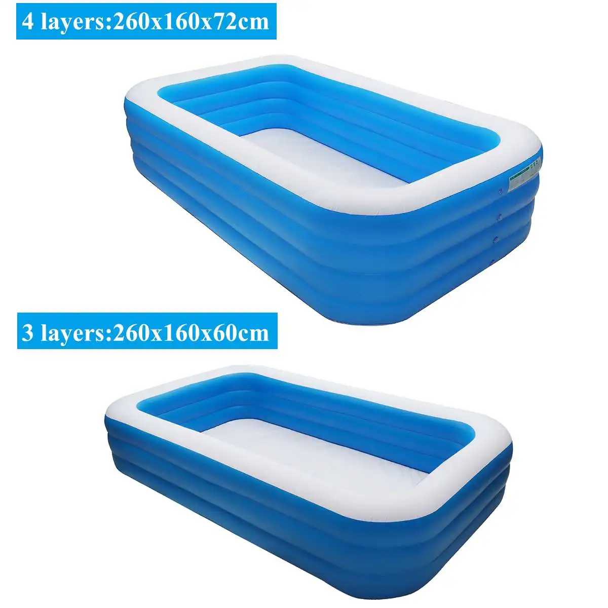 

3/4 Layers 260x160x60/72cm Family Home Backyard Inflatable Swimming Pool Outdoor Indoor Adults Kids Pool Bathing Tub Ball Pool