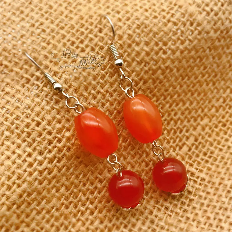 Стильные серьги из натурального агата модные Универсальные простые