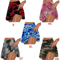 women high waisted 2 in 1 sport skorts colorful camouflage printed quick dry pleated golf skirts athletic running shorts