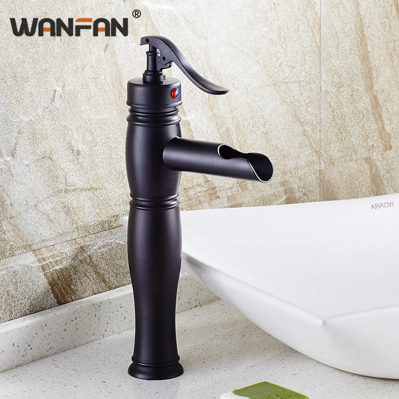 Классический водопад в стиле ретро для ванной комнаты черные смесители раковины