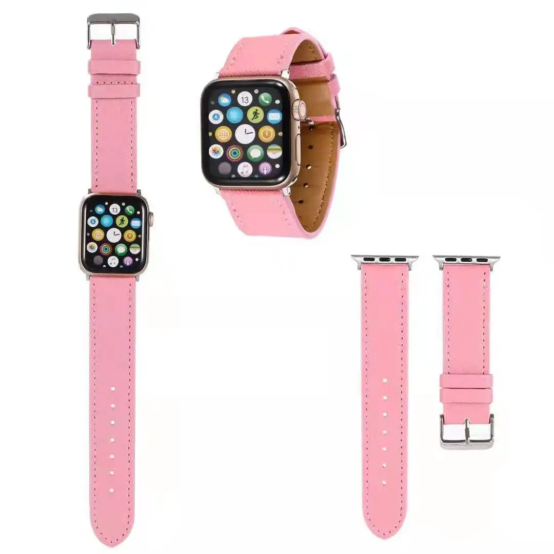 

PD High Quality Leather Watch Strap Luxury Watchband for Apple Watch Series 5 3 1 2 iWatch 4 Band Bracelet 38 40 42 44mm Strap