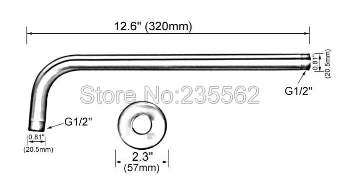 

Antique Brass Shower Head Extension Pipe - 12" Long wall cover - Shower Arm Bathroom Accessory (Standard 1/2") Lsh105