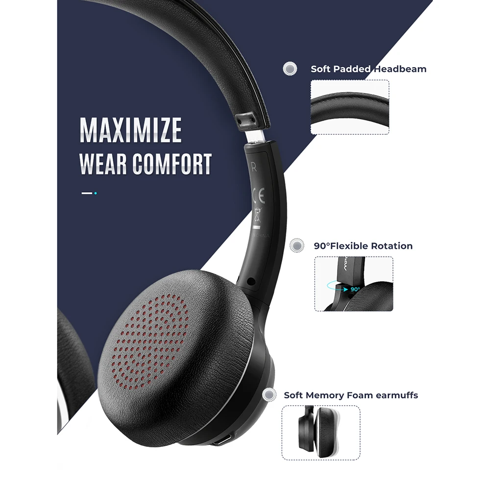 Mpow/Soulsens HC5 Bluetooth V5.0 деловые наушники с CVC8.0 шумоподавляющим микрофоном и 22 часа