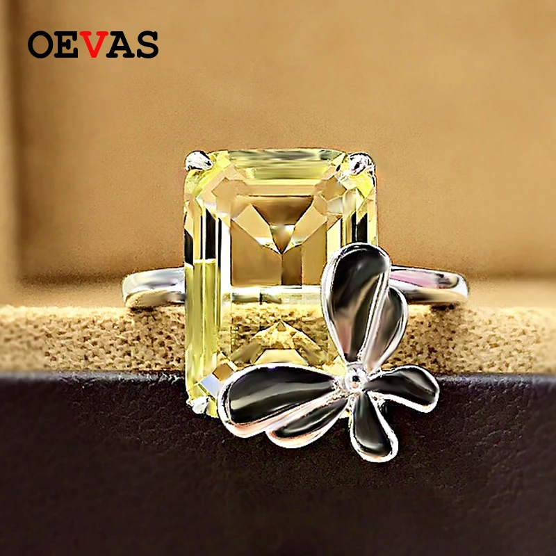 

OEVAS 100% 925 Sterling Silver Butterfly Rings For Women Sparkling Topaz Aquamarine Zircon Wedding Engaement Party Fine Jewelry