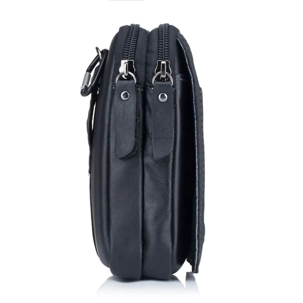 Двухслойная поясная сумка из натуральной кожи черного и коричневого цвета с крючком, военная забавная сумка, мужской кошелек для денег, тел... от AliExpress RU&CIS NEW