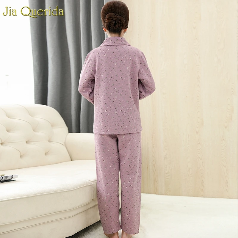 Pijamas Women Cotton Home Clothes Long Sleeves Trousers Women's Two Pieces Printing Lace Embroidery Front Elegant Pijama Mujer | Женская