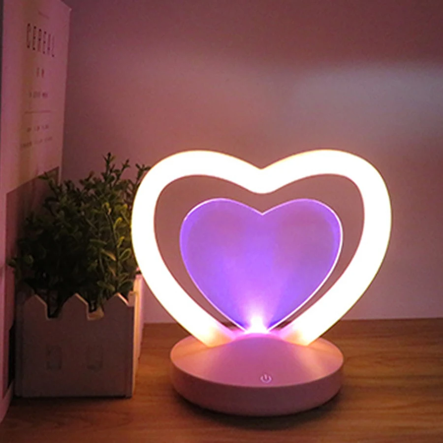 

3D small night lamp acrylic creative desk lamp bedroom Nightlight USB stereo table lamp adjusting atmosphere lampA592