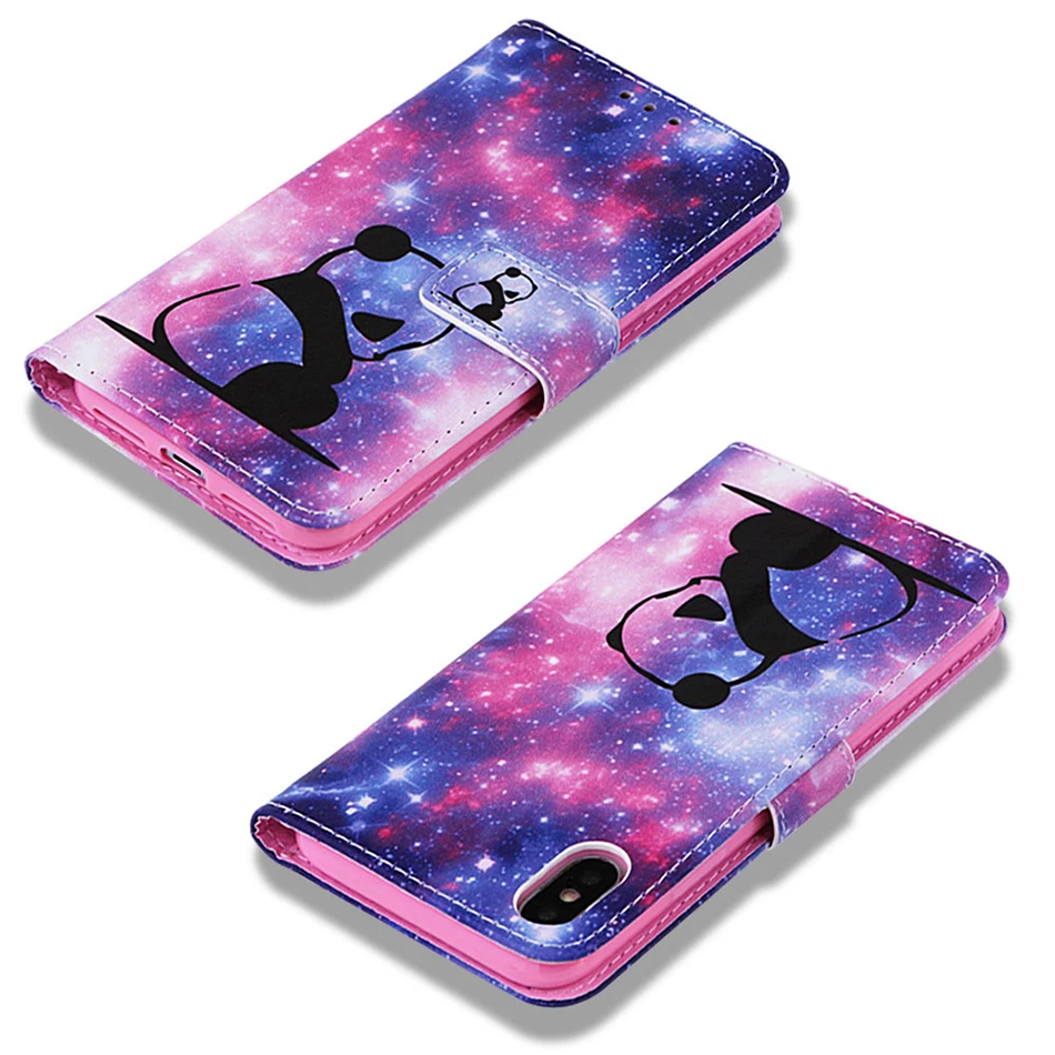 Чехол Кошелек с милым рисунком панды для iPhone 11 Pro MAX задняя крышка отделением карт