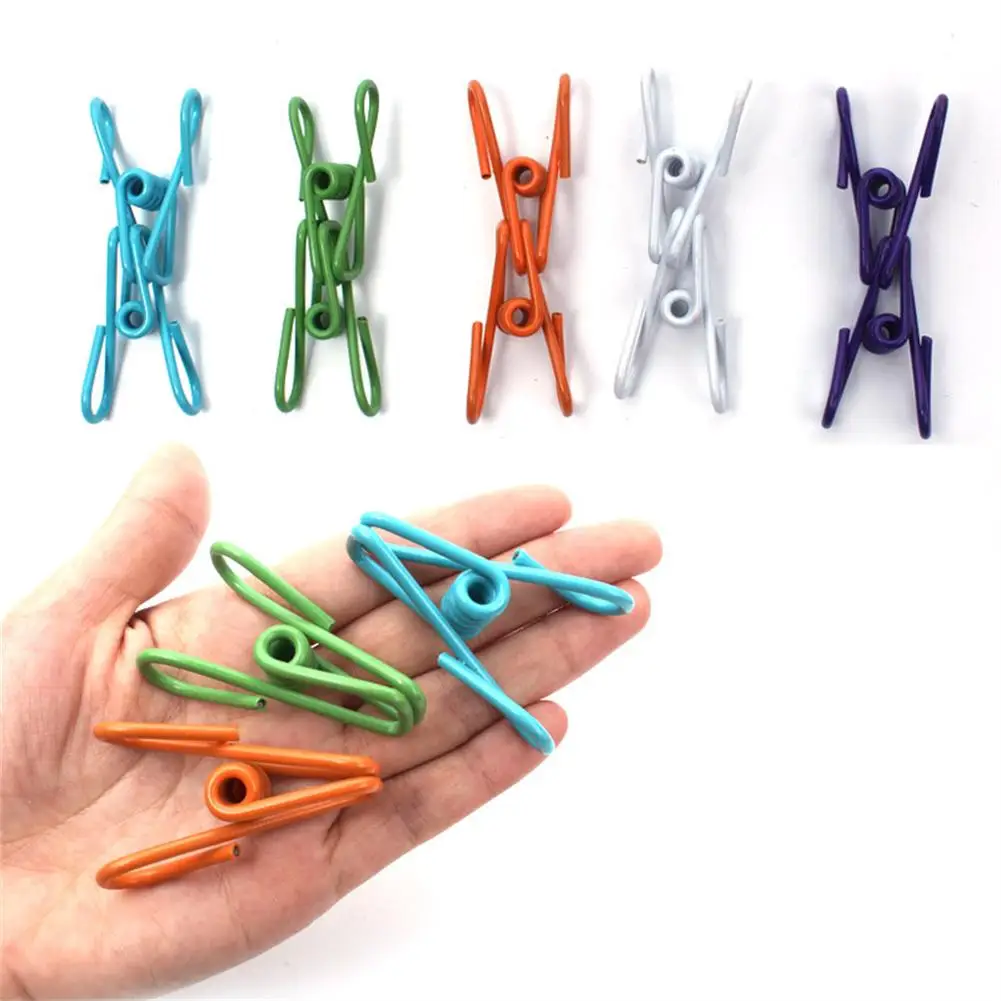 

10 шт., разноцветные прищепки для одежды, из нержавеющей стали