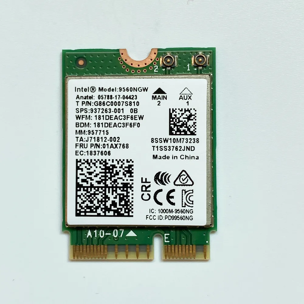 Lenovo Thinpad 1 73 Гбит/с беспроводной для AC 9560 9560NGW 802.11ac NGFF Key E 2 4G/Φ 2x2 WiFi карта Bluetooth 5 0 FRU