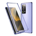 Магнитный металлический чехол для Samsung Galaxy Note 20 Ultra S21 Plus 5G S20 FE Note 10 S10 Note 9, закаленное стекло, полное покрытие