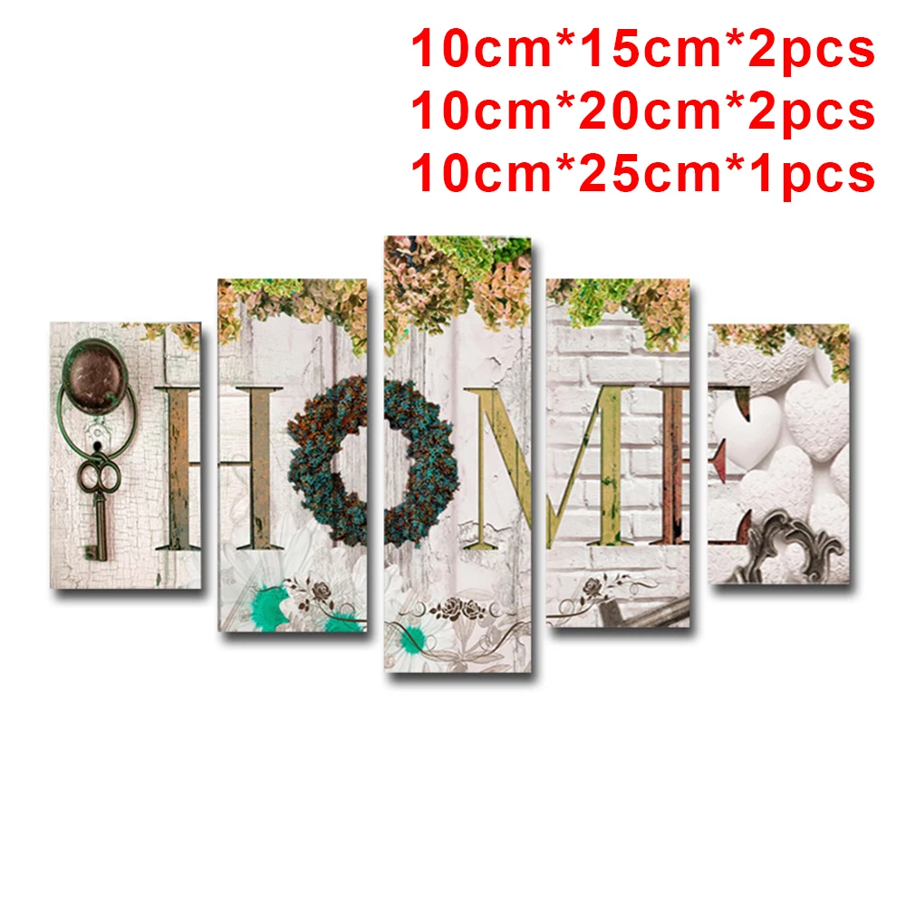 

5pcs Canvas Oil Painting Set Huge Wall Printed Art Home Heart Decor Frameless