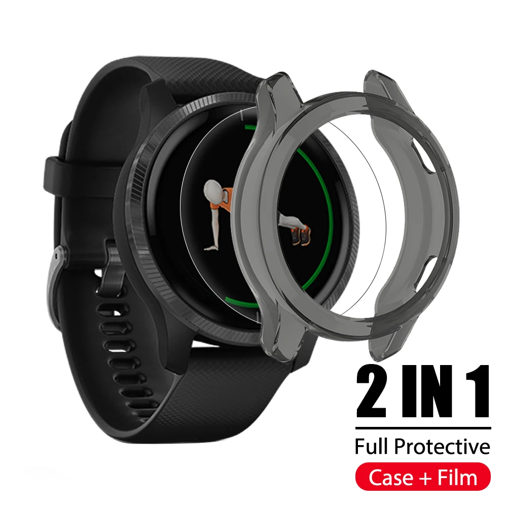 

2+1 Protector Case + Screen Protector for Garmin venu 2 2S smart watch Soft TPU Protective Cover Shell Hydraulic Film