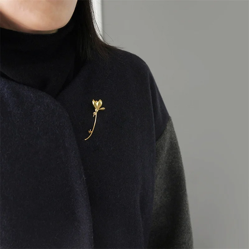 Женская Брошь В Виде Цветка магнолии из серебра 925 пробы|flower brooch pin|pins for womenbrooch pins