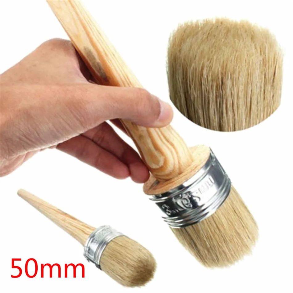 

50mm Chalk Paint Wax Brush Painting or Waxing Furniture Stencils Home Decor Wood Brushes with Natural Bristles Paint Tool Sets