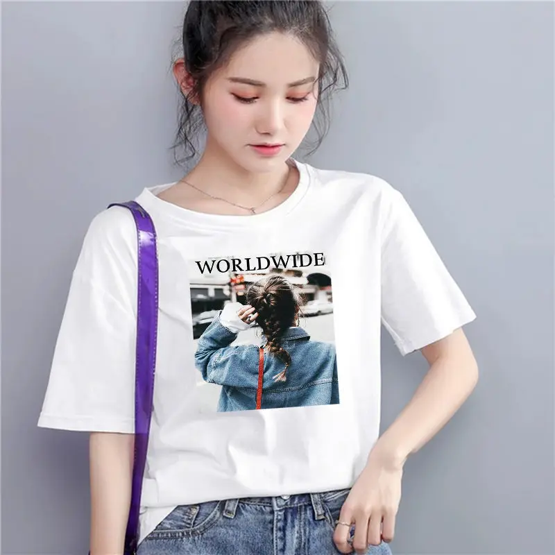 

Cotton Spring and Summer Women's Loose Large Size 2021 New Cartoon Print Top Student T-shirt Short-sleeved Shirts Women