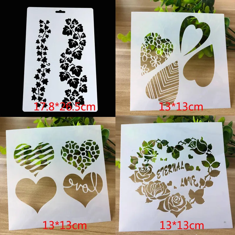 4 шт./компл. трафарет сердце пуля журнал рисунок шаблоны для скрапбукинга фото