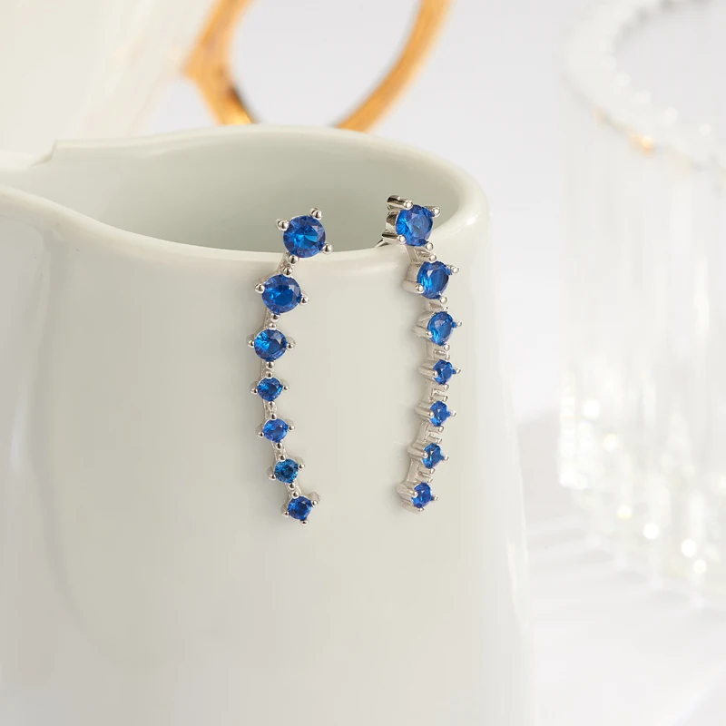 

New High Quality Super Shiny Zircon 925 Sterling Silver Earring for Women Jewelry Wholesale Gift Ear row