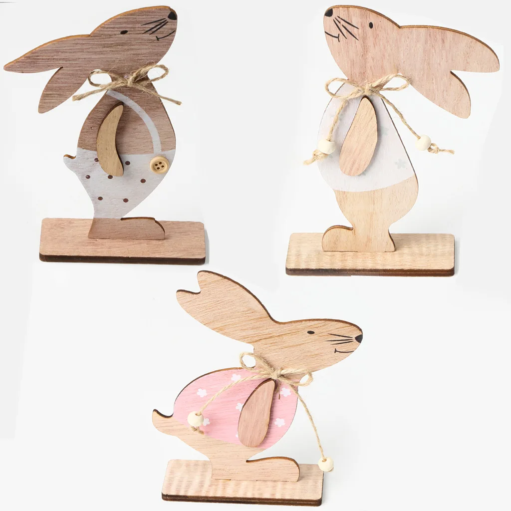 

Easter Wooden Rabbit Ornaments Happy Easter Home Decor Bunny Happy Easter Eggs Party Decor Pendants Easter Rabbit Decor Gifts