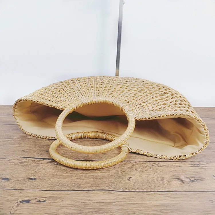 Летняя Соломенная Сумка для женщин ажурный полукруглый плетеный саквояж из