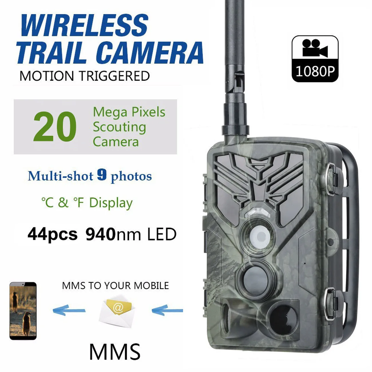 

Фотоловушка HC810M, 2G, 16 МП, 1080P, 0,3 сек