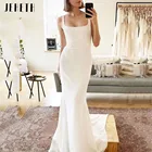 JEHETH мягкое Пятнистое свадебное платье Русалка с квадратным вырезом и открытой спиной простое свадебное платье макси платье для вечеринки