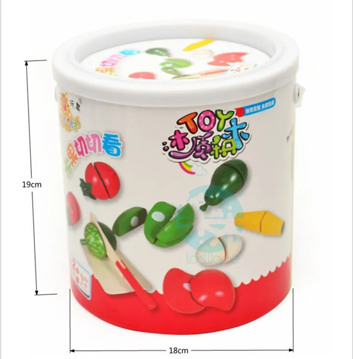 

[Funny] Cut Fruits and vegetables food game the wooden barrel Fancy early Educational toys simulation kitchen play toy baby gift