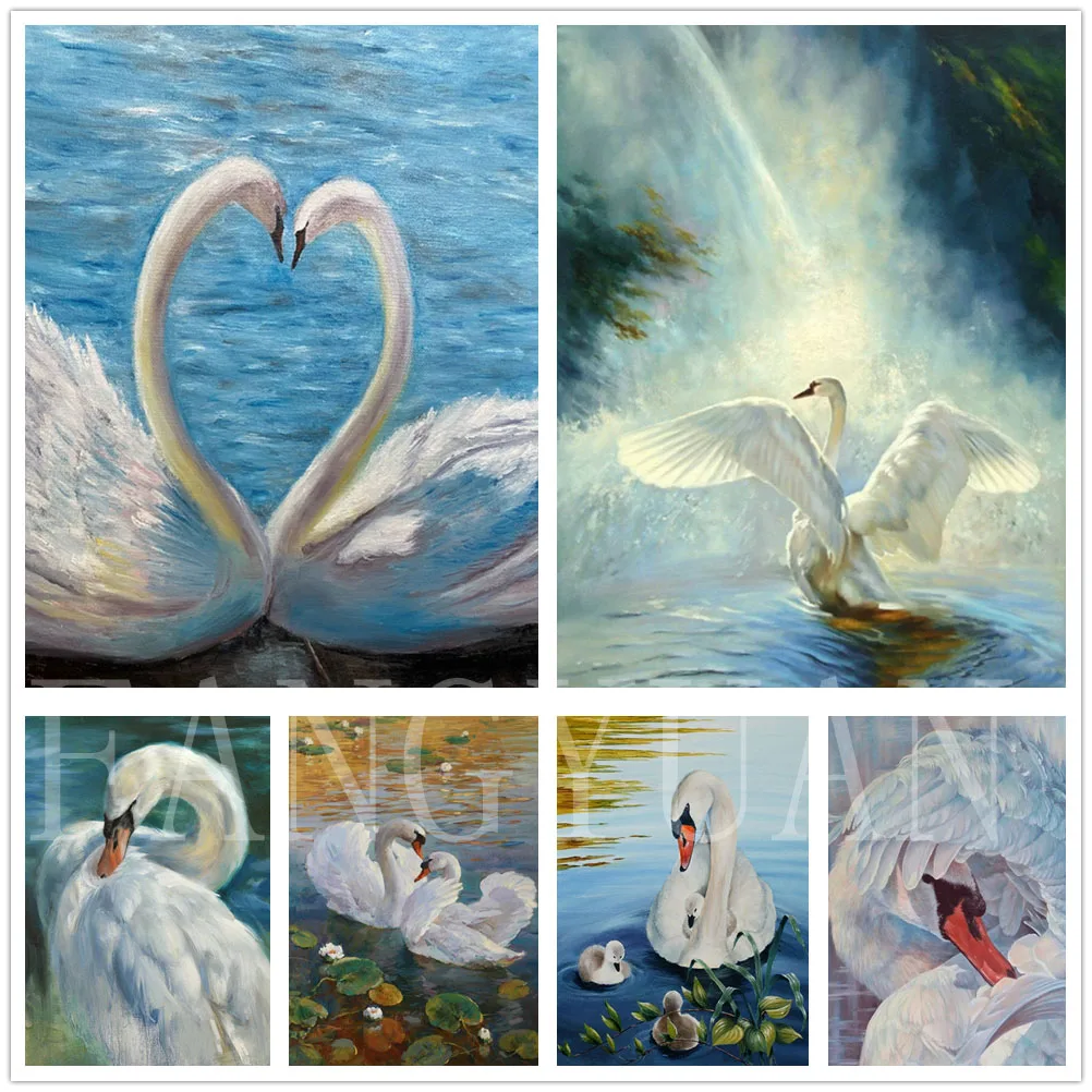 

5D Diy Diamond Painting Swan Cross Stitch Kit Full Drill Square Embroidery Animals Mosaic Art Picture of Rhinestones Decor Gift