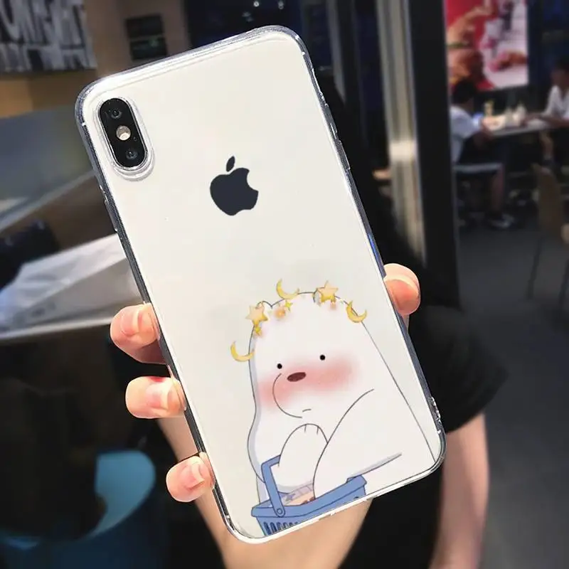 

lovely Ice Bear Panda cute love friend Phone Case Transparent soft For iphone 5 6 7 8 11 12 s c se plus mini x xs xr pro max