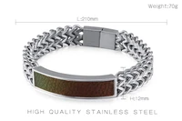 fashion stainless steel dubai gold link chain bracelet for men colorful leather charm mesh chain wristband male bracelet jewelry