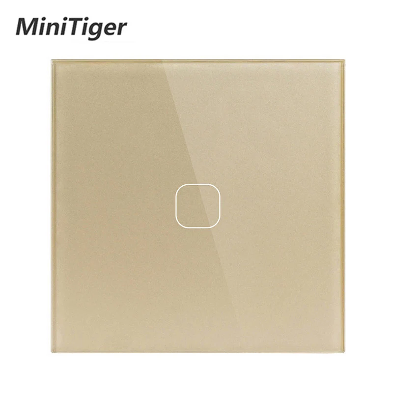 

MiniTiger EU/UK Standard,1 Gang 1 Way Wall Touch Switch, White Crystal Glass Switch Panel, 220-250V, Only Touch Function