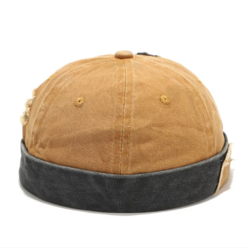 Vintage Hip Hop Men Hat Washed Cotton Retro Skull Cap Brimless Melon Distress Landlord Breathable Beanie Hole Skullcap | Аксессуары для