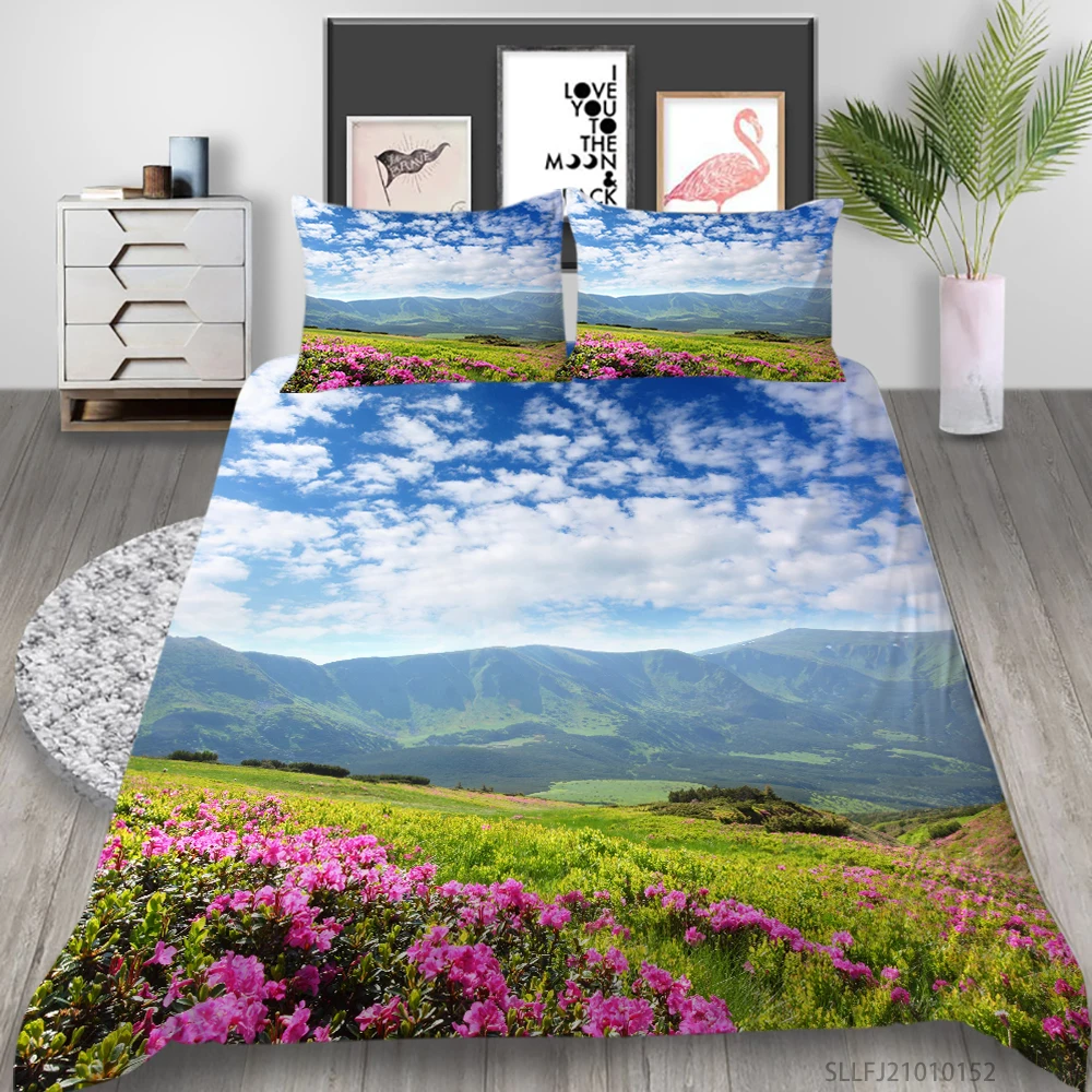 

3D Bedding Set Yellow King Size Duvet Cover Set Flowers Print 2/3 Pcs Unique Design Bed Set Bedroom Decoration