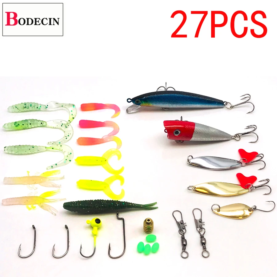 Мягкие/гольян/поппер/ложка рыболовная приманка набор 28 шт силиконовые приманки